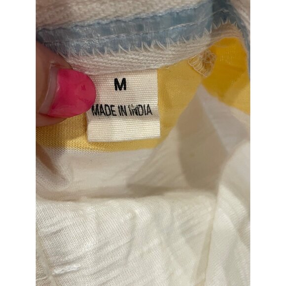 WWS Authentic Womens Striped 3/4 Sleeve Polo Shirt Yellow/White Size M Casual Cl - Picture 7 of 11